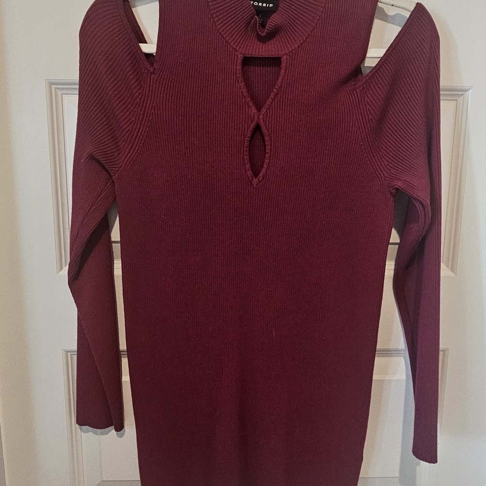 Torrid Ribbed Knit Sweater in Deep Red - Picture 3 of 4